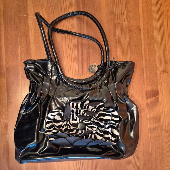Big Zebra flower Mia Deluca Shoulder handbag purse - Picture 1 of 11